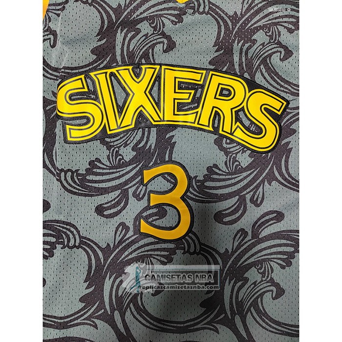 Camiseta Philadelphia 76ers Allen Iverson NO 3 Mitchel & Ness 1996-97 Negro